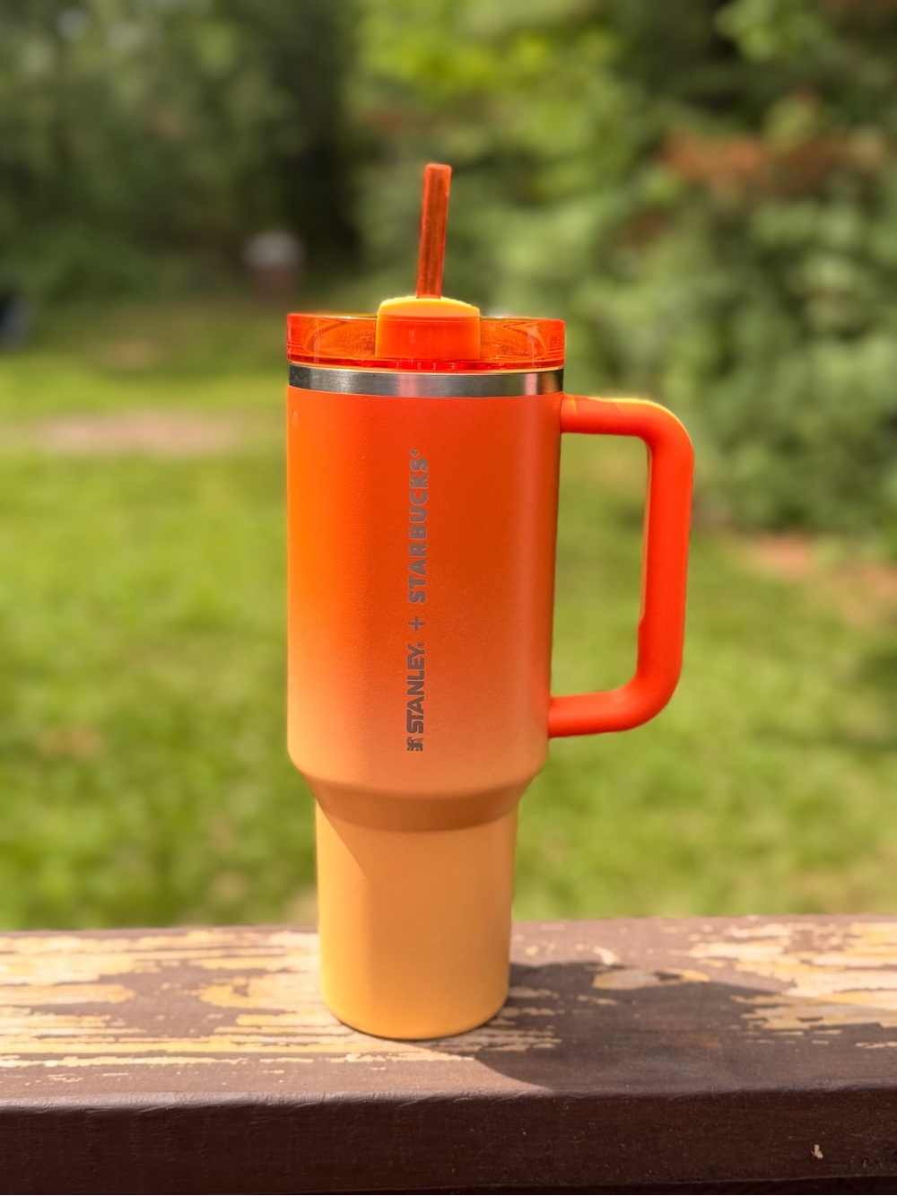 Stanley + Starbucks Ombre Orange Travel Tumbler with Handle